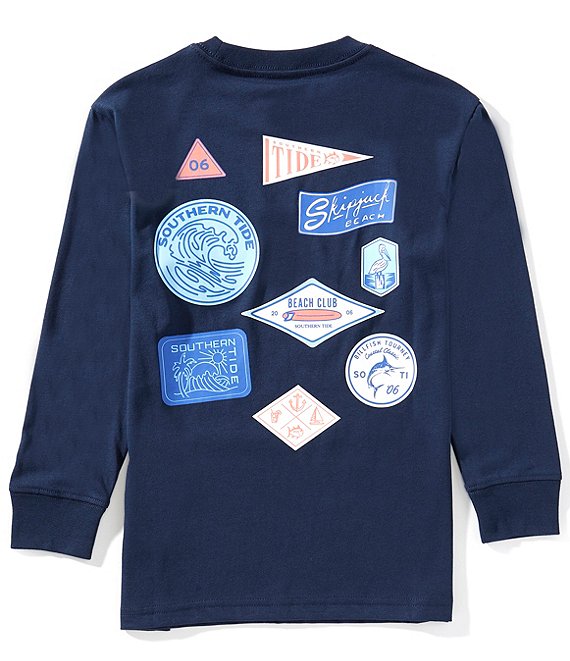 Youth ST Stickers LS T-Shirt Dress Blue