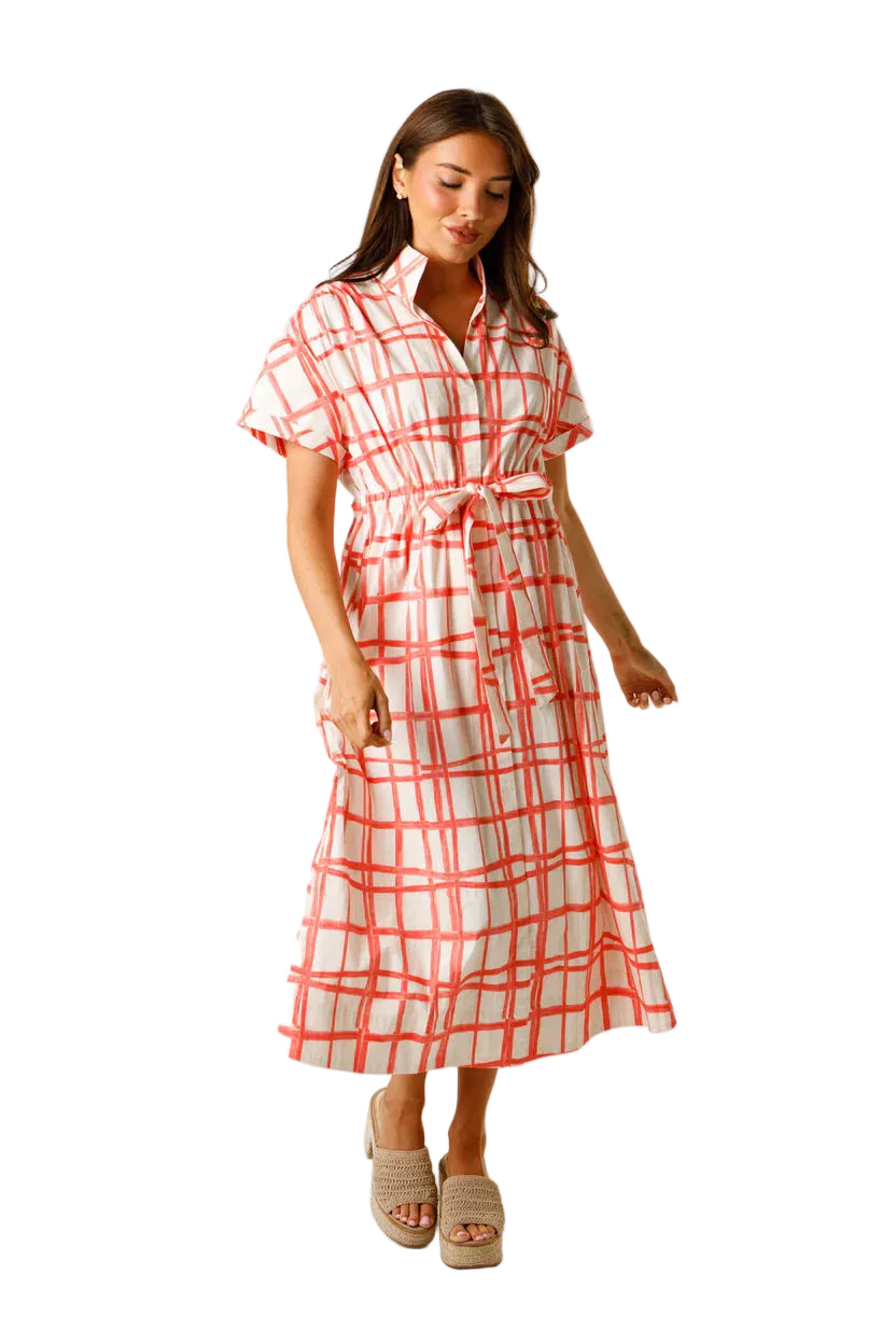 Ws Bria Dress Painted Plaid Pink