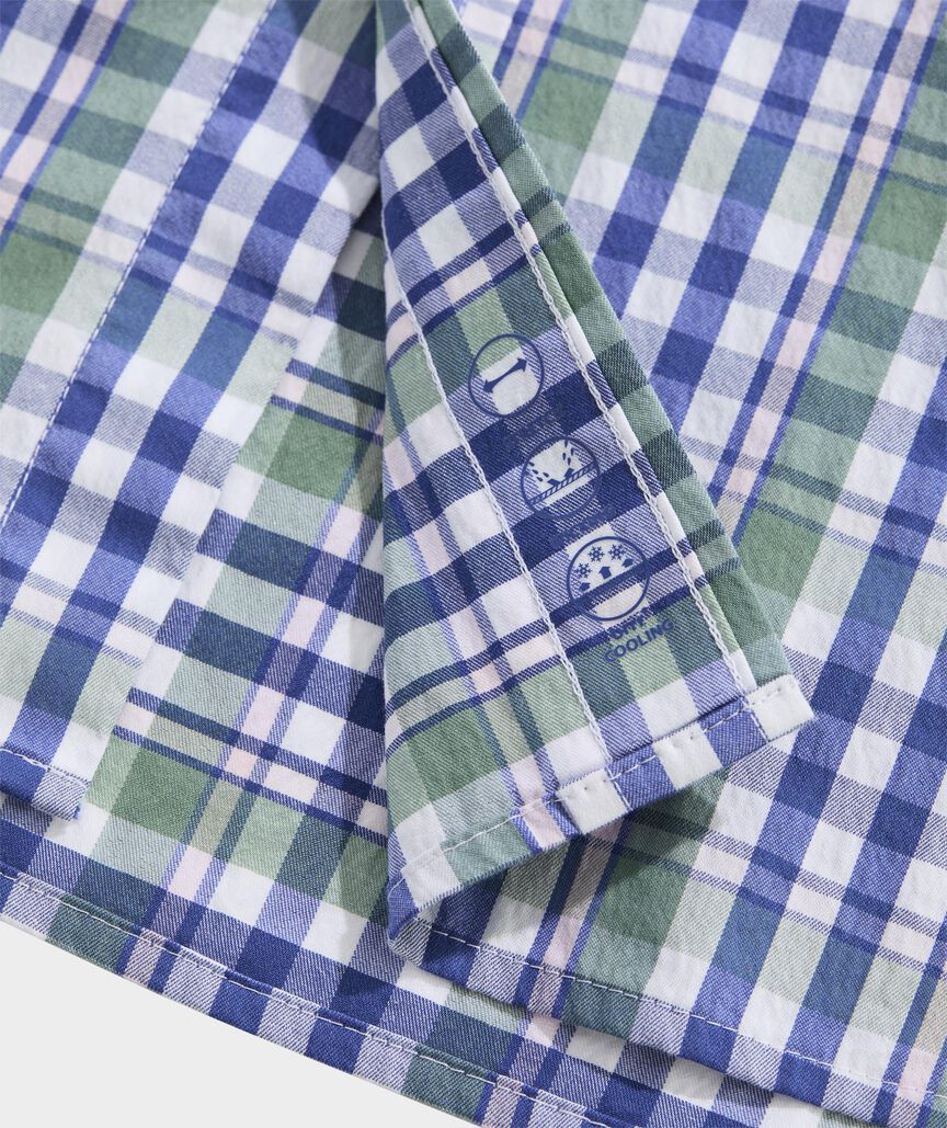 Audubon Plaid Perf Cotton Shirt Olive Dusk