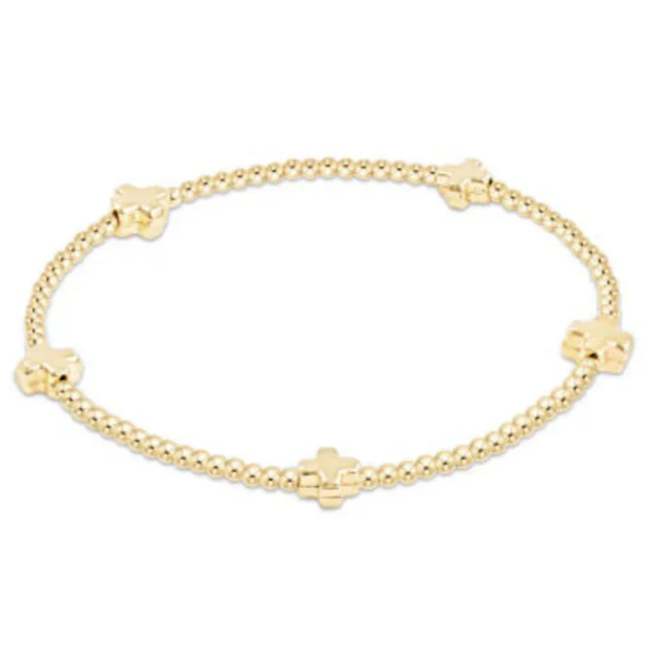 Signature Cross Small Gold Pattern 2mm Bead Bracelet Gold