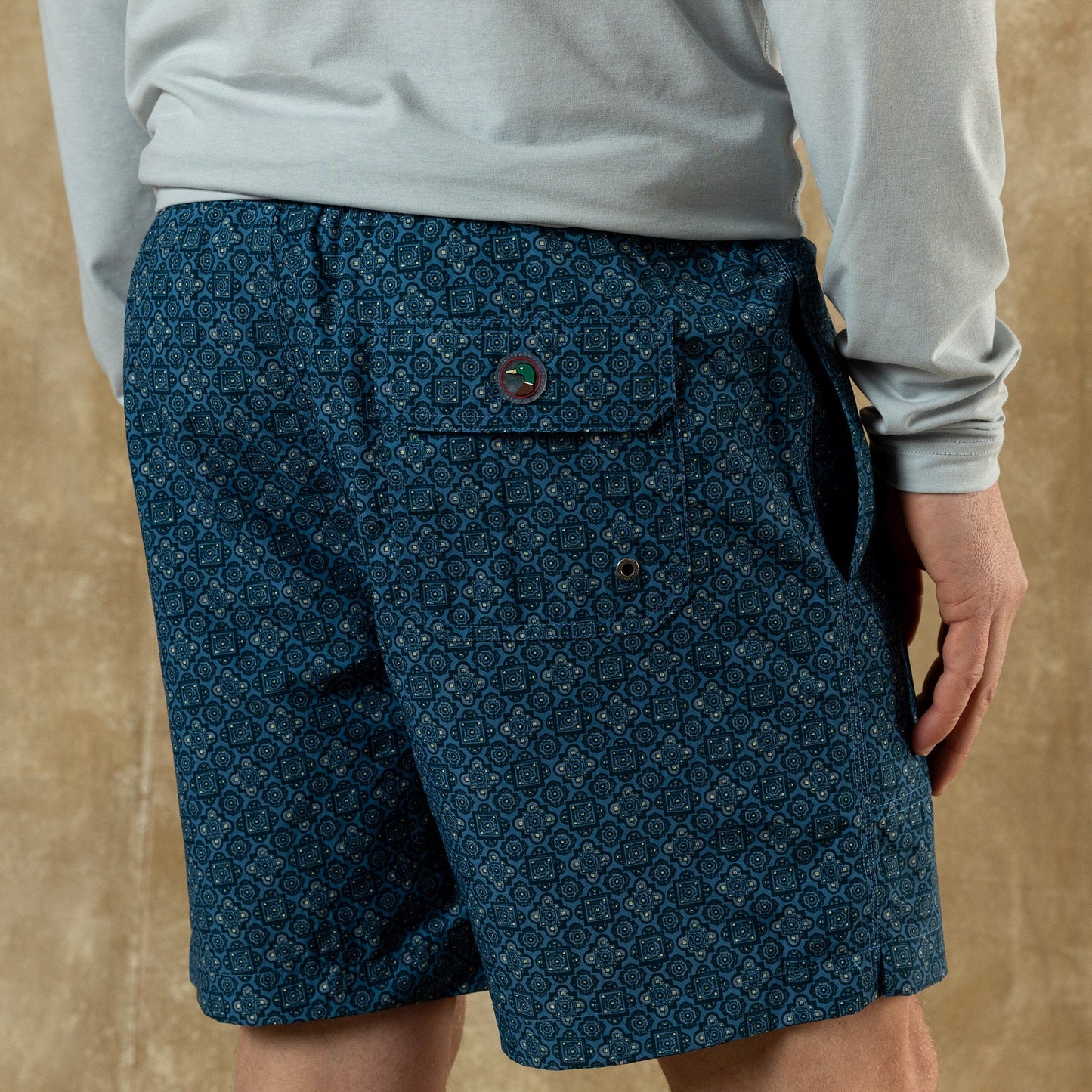 6" Sailport Print Swim Short Blue Horizon