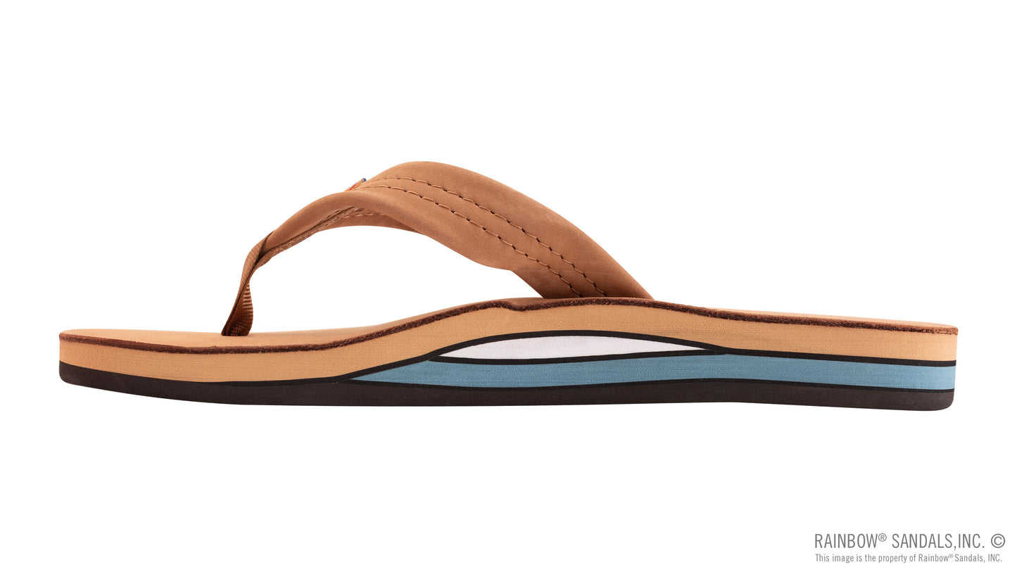 Premier Leather Double Layer Sandal Tan/Blue
