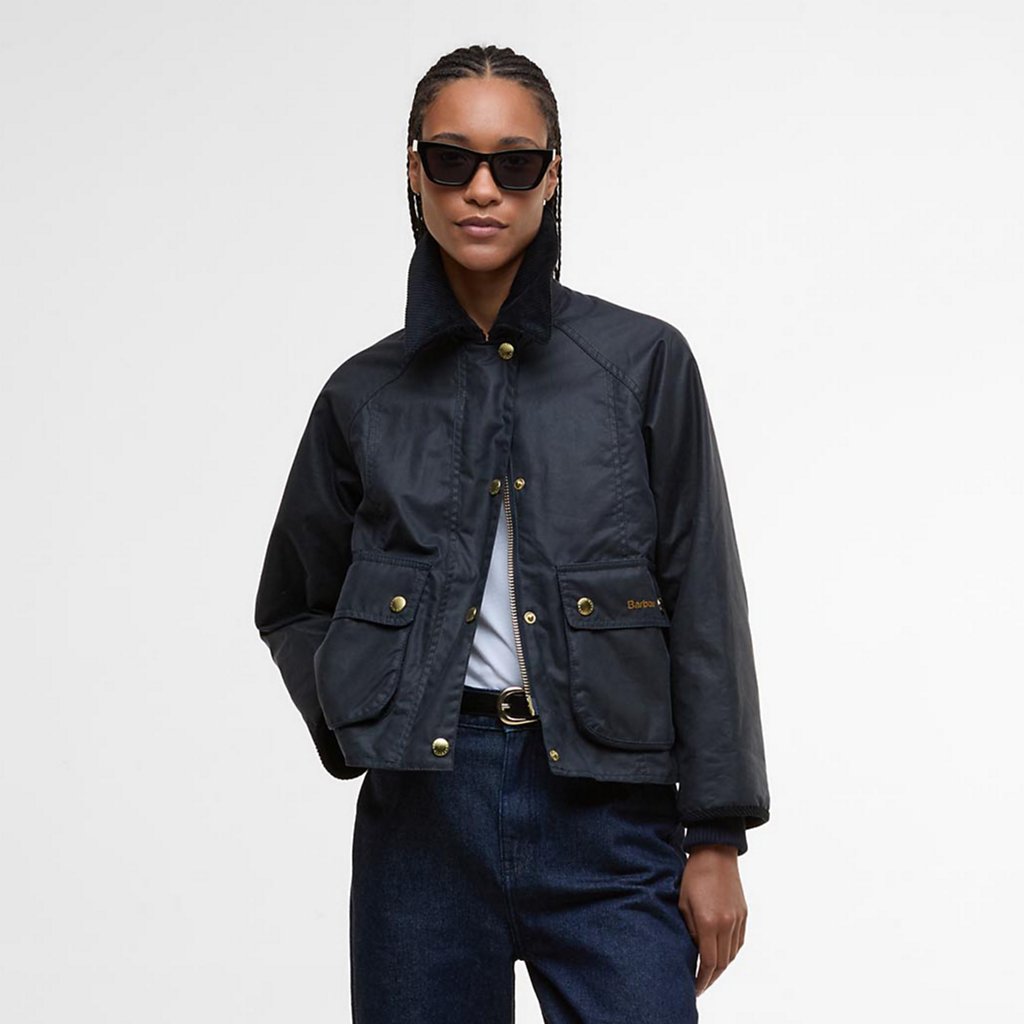 Ws Cropped Beadnell Wax Jacket Navy/Classic