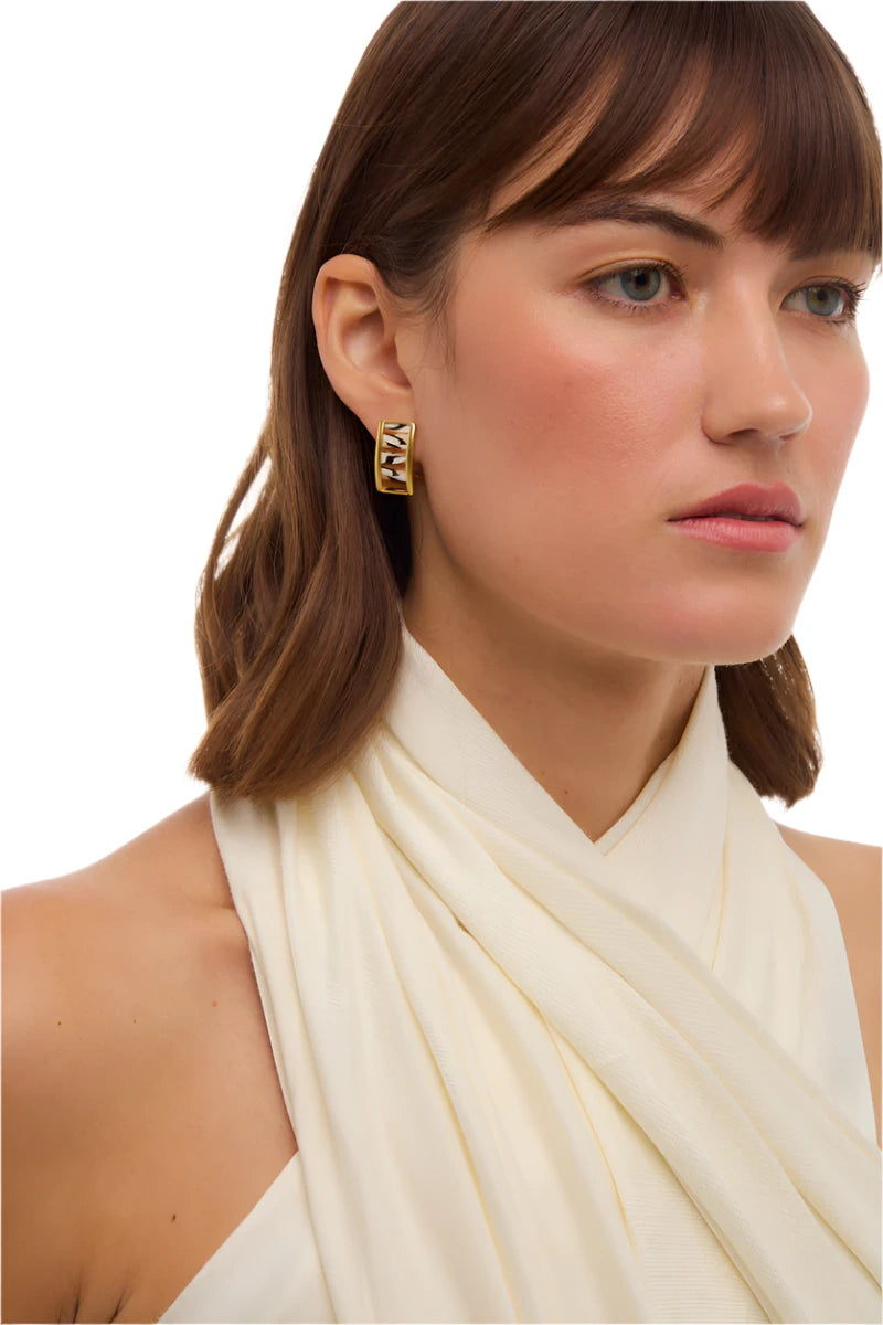 Fortune Hill Rectangular Stud Gold Earring