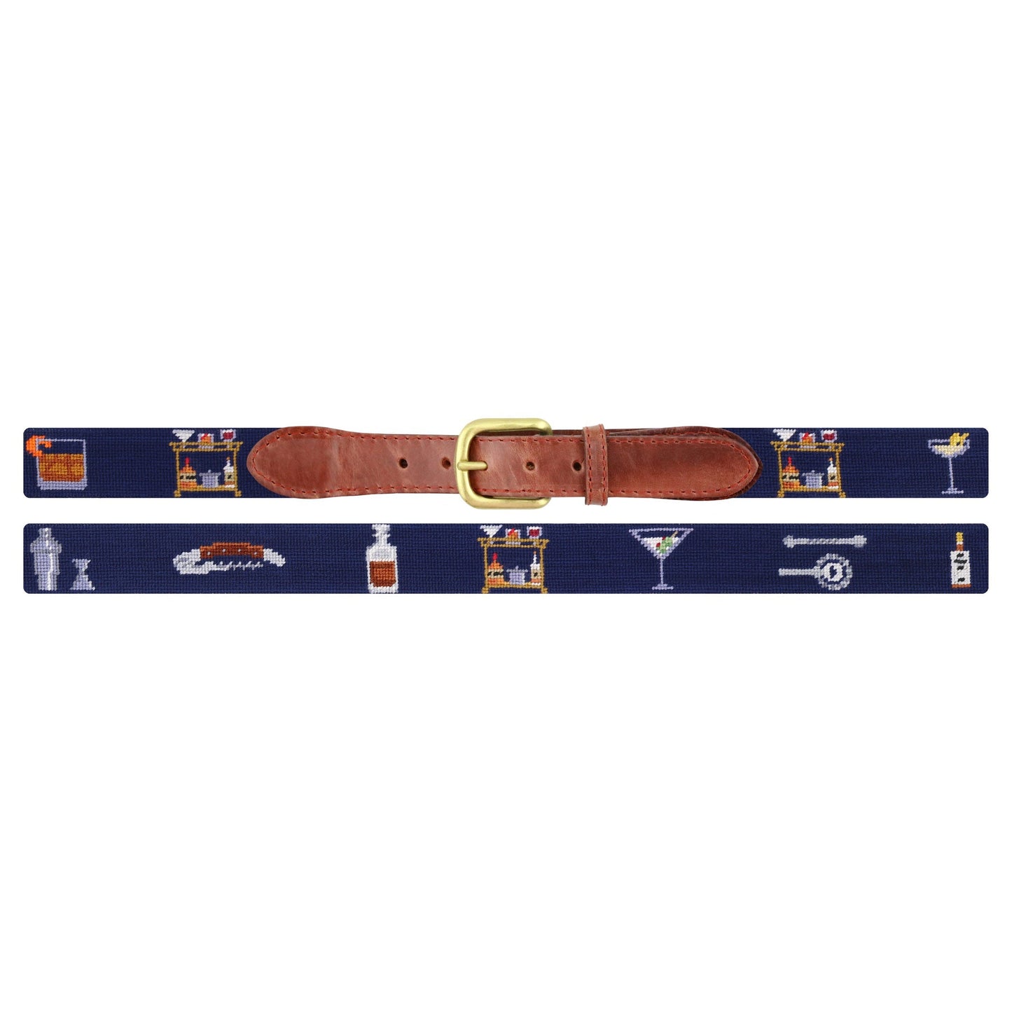 Bar Cart Essentials Needlepoint Belt (Dark Navy)