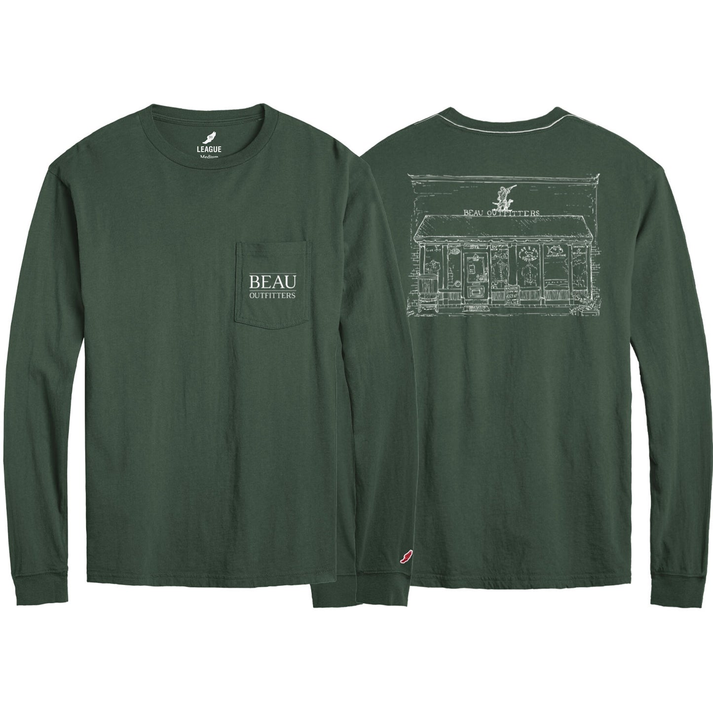 Beau Store Sketch LS T-Shirt Vintage Hunter Green