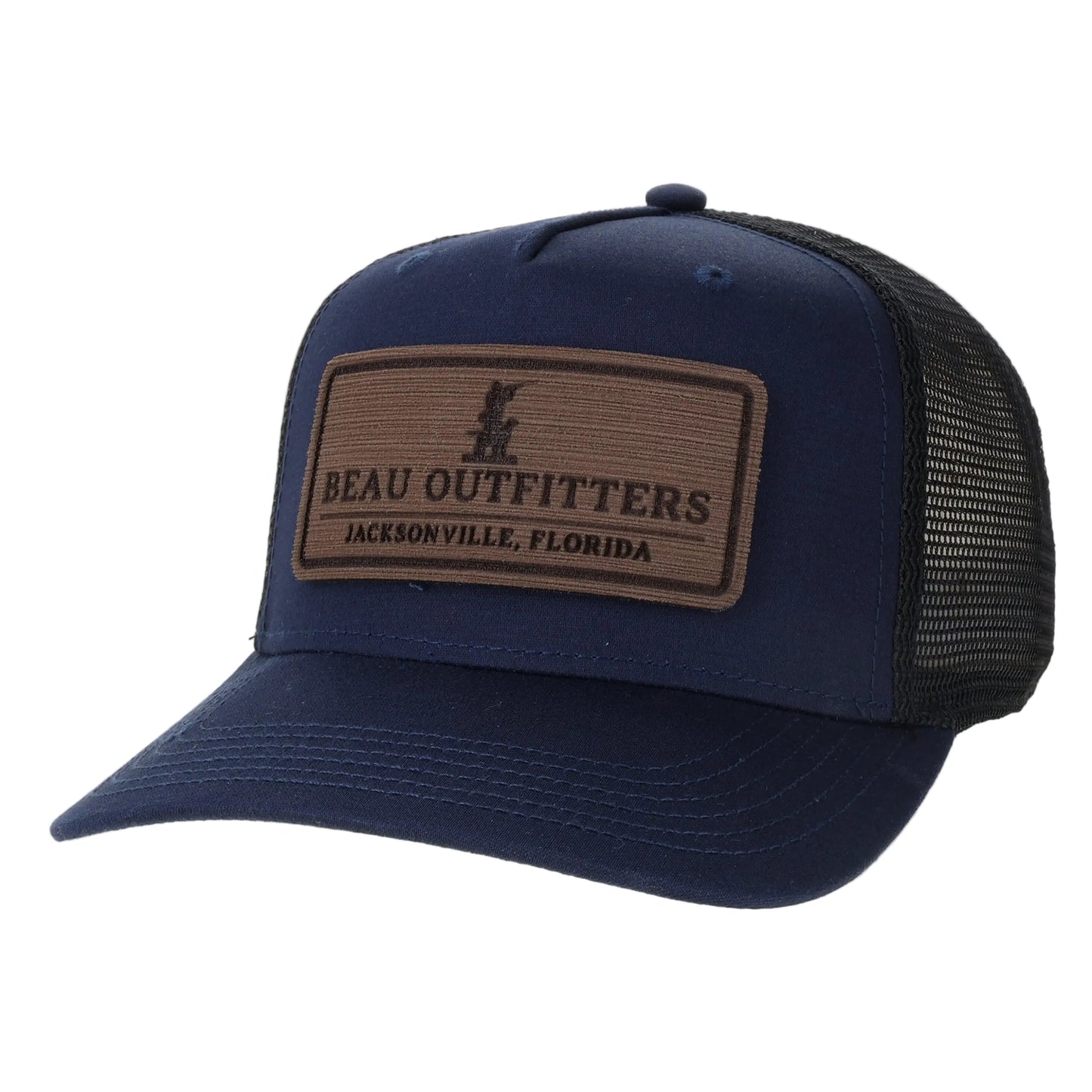 Beau x Dek'd Down Patch Roadie Trucker Hat Navy Slub/Black