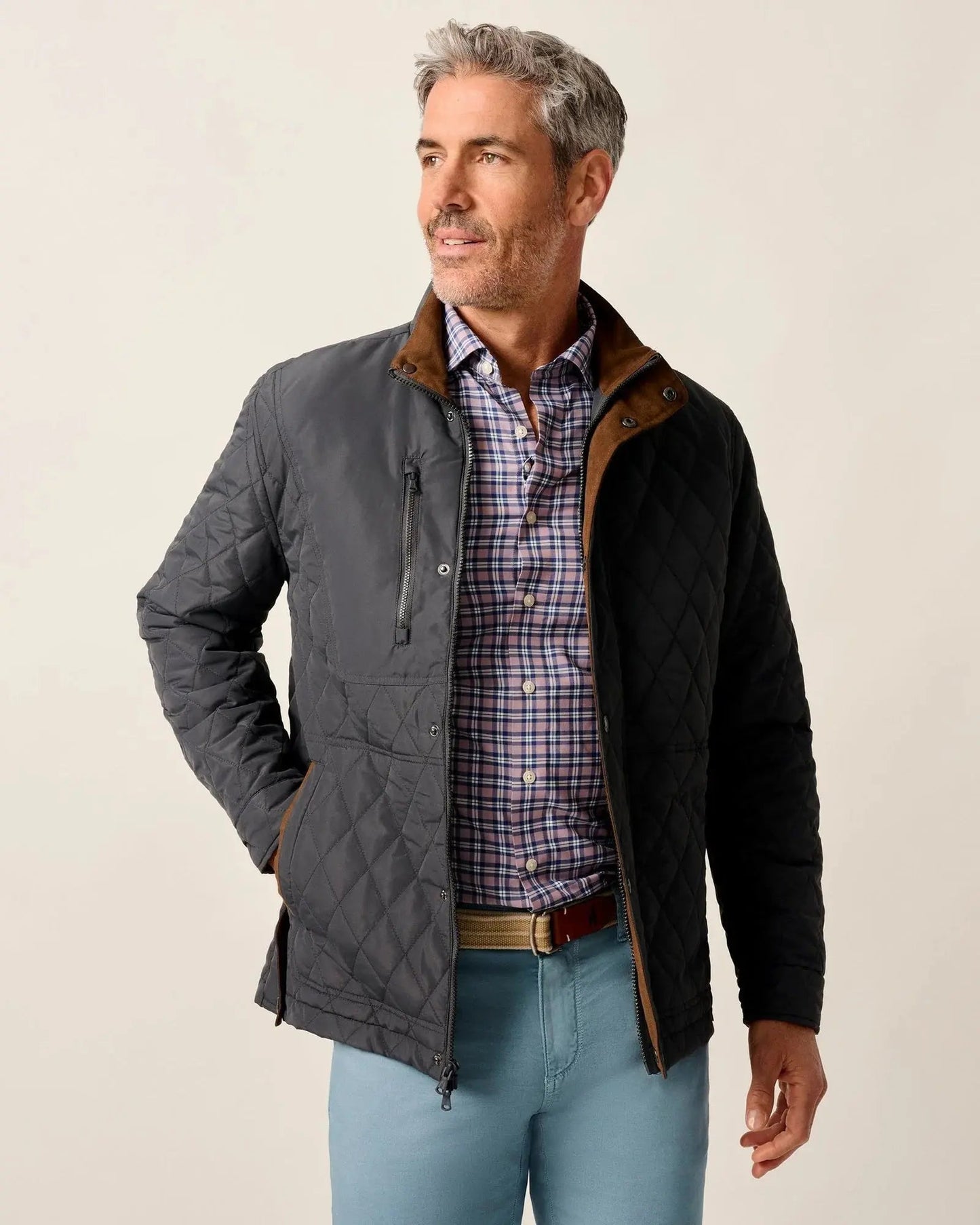 Juno Quilted Snap Jacket Dark Gray