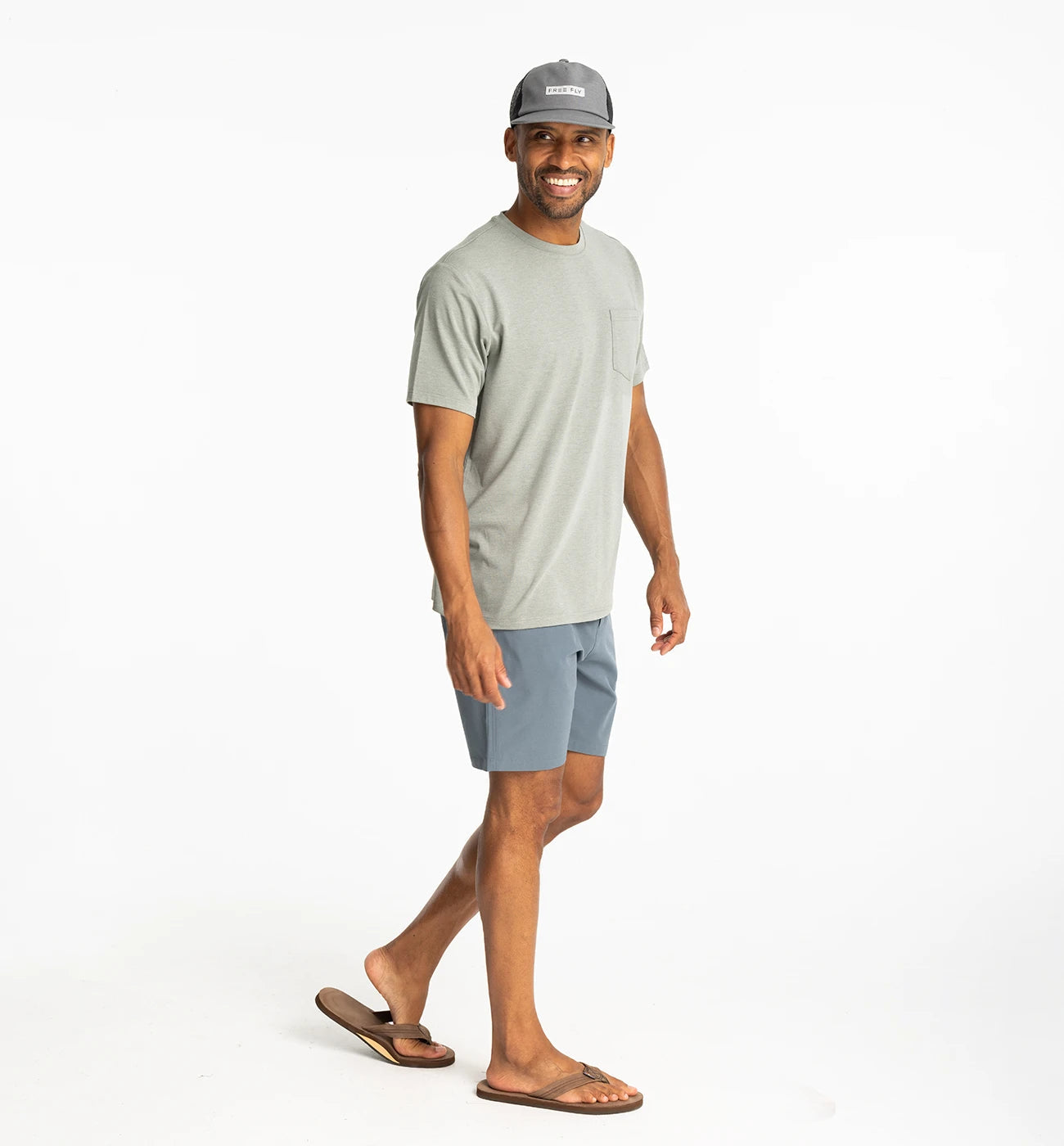 Bamboo Flex SS Pocket Tee Hthr Agave Green