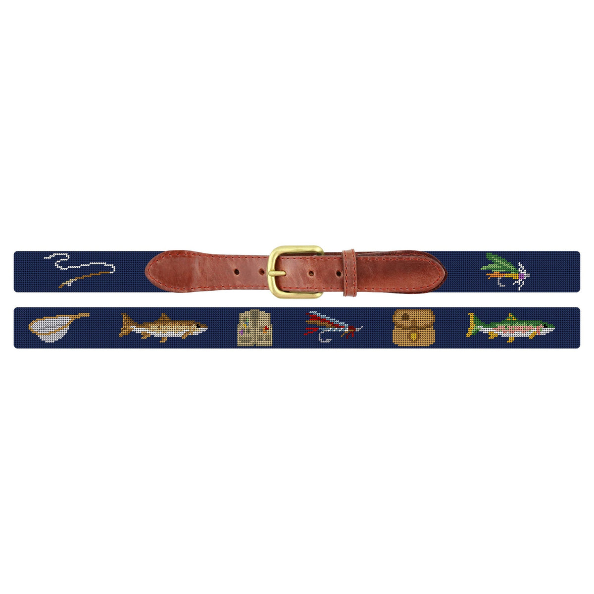 Fly Fishing Life Needlepoint Belt (Navy)