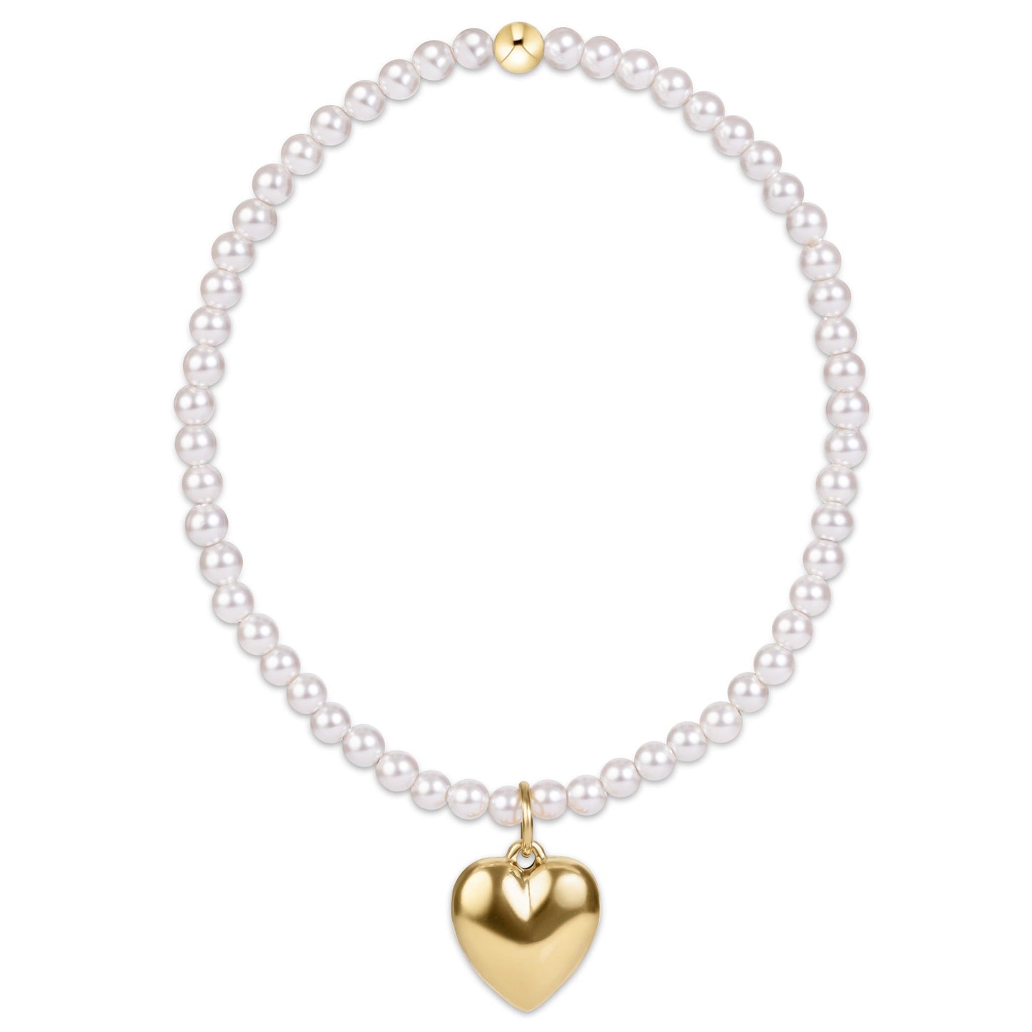 Classic Pearl 3mm Bracelet Love Plush Gold Charm