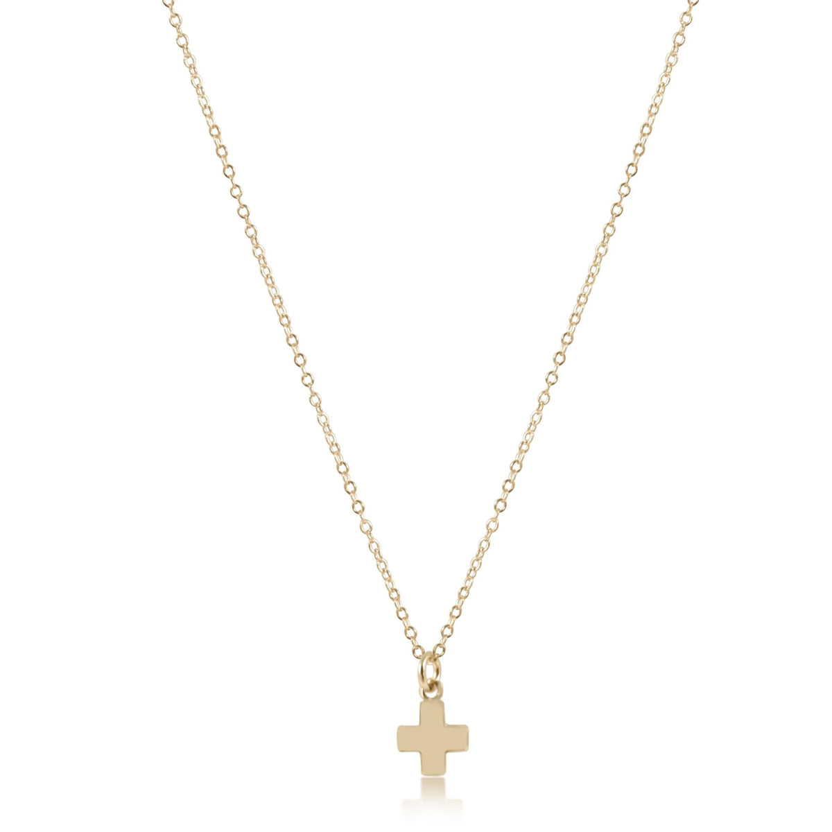 16" Gold Necklace Signature Cross Small Gold Charm - Beau Outfitters