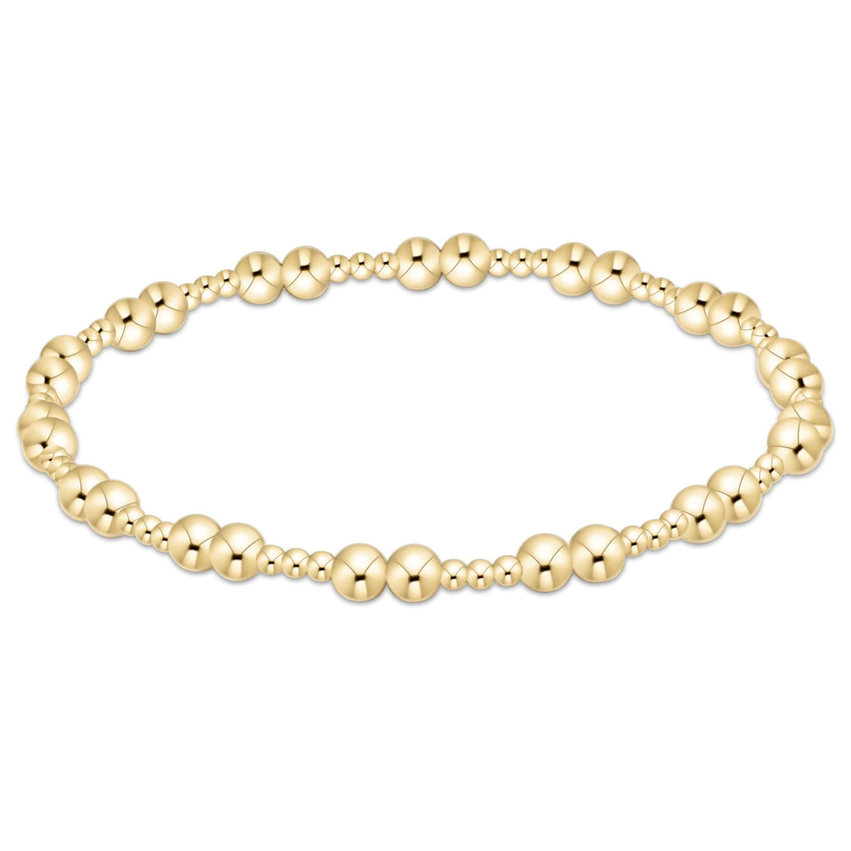Gold beaded stretch bracelet with mixed 2mm and 4mm gold-filled round beads