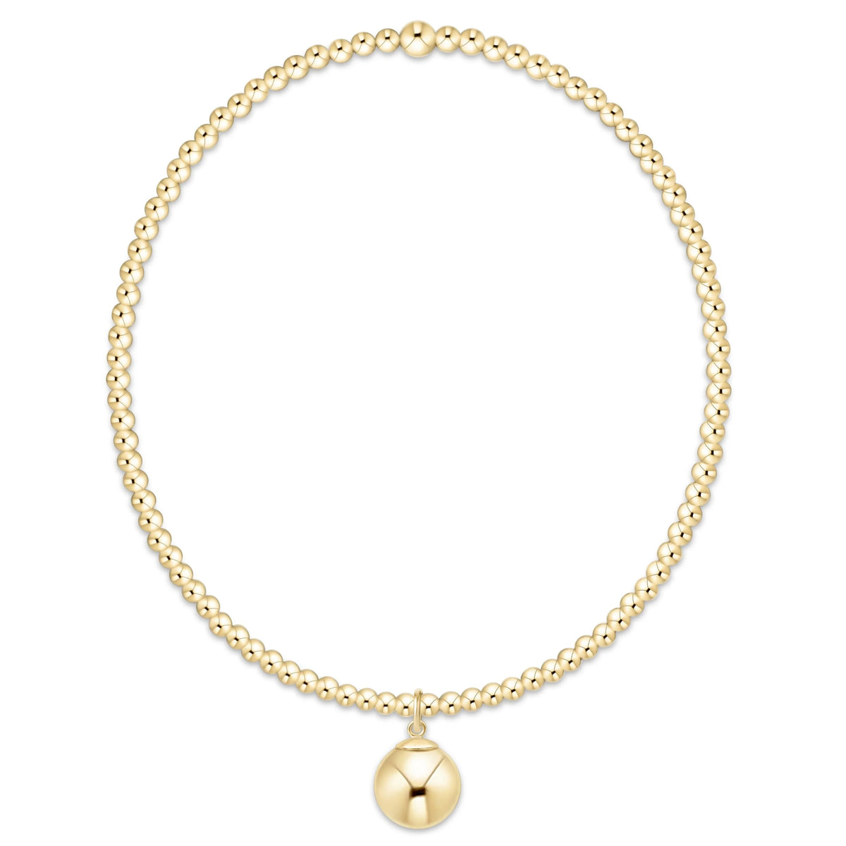 Classic Gold 2mm Bracelet Classic Gold 8mm Charm