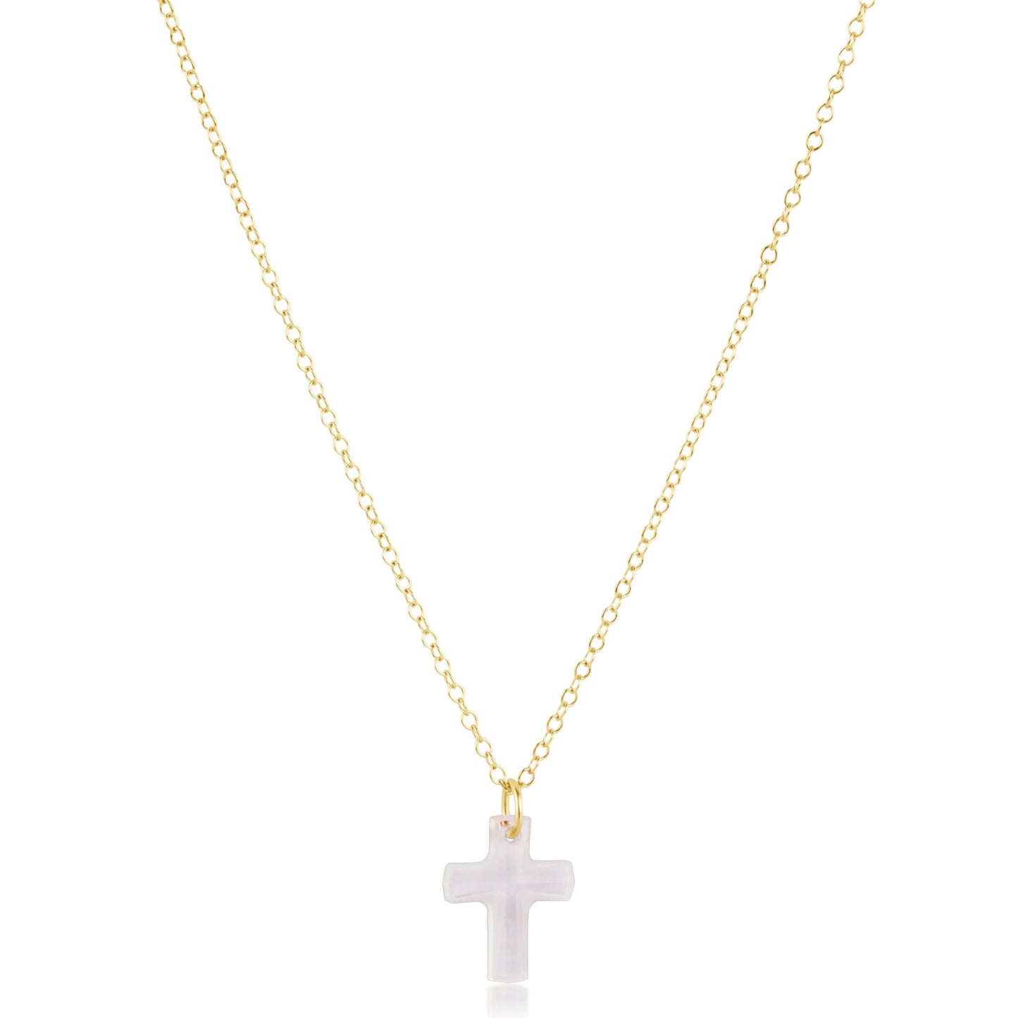 16" Gold Necklace Blessed Crystal Charm