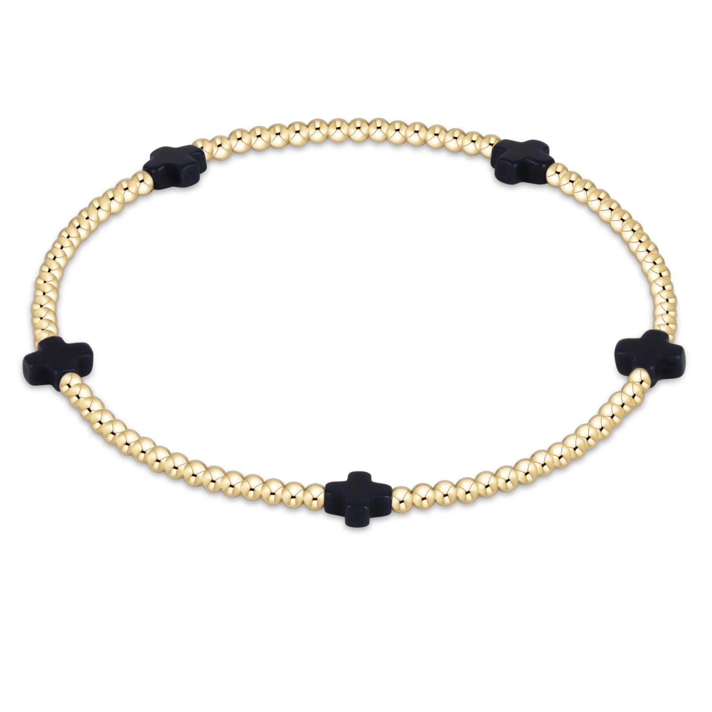 A250 Signature Cross Small 2mm Gold Bracelet Navy