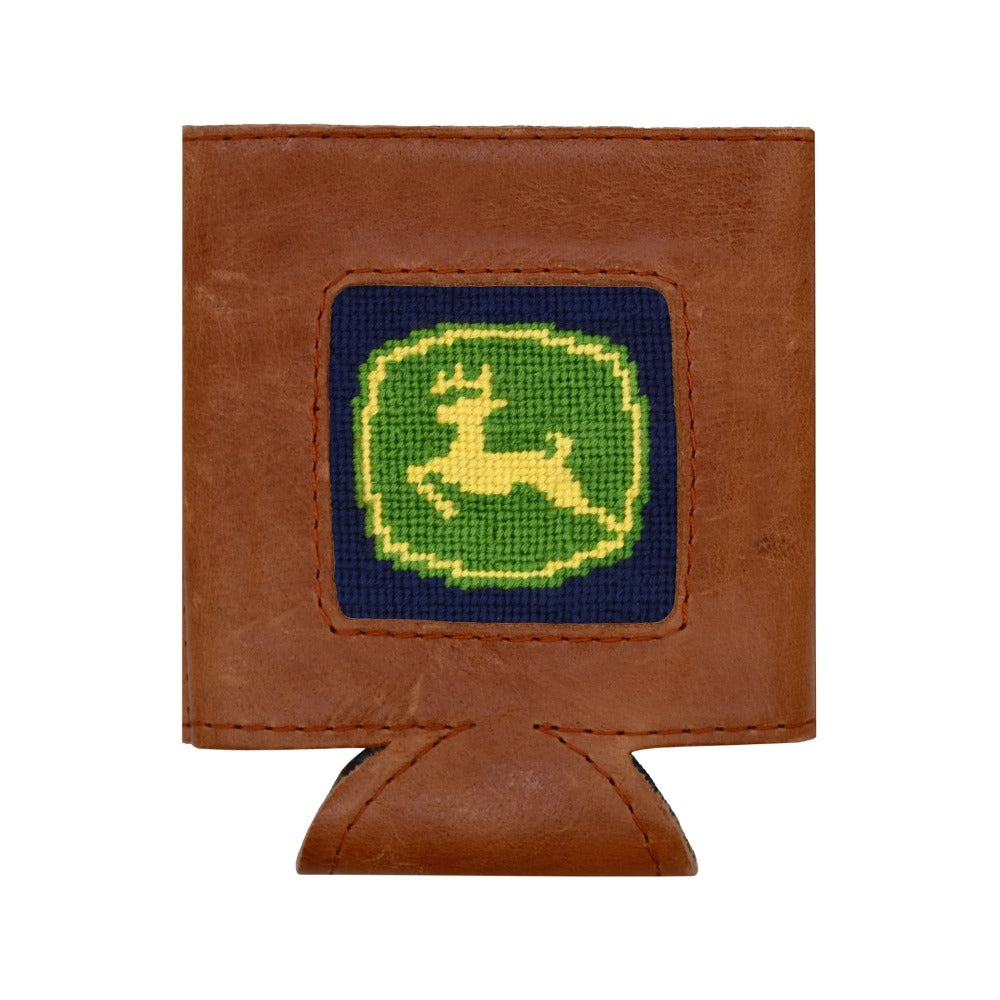 John Deere (Dark Navy) Leather Needlepoint Koozie