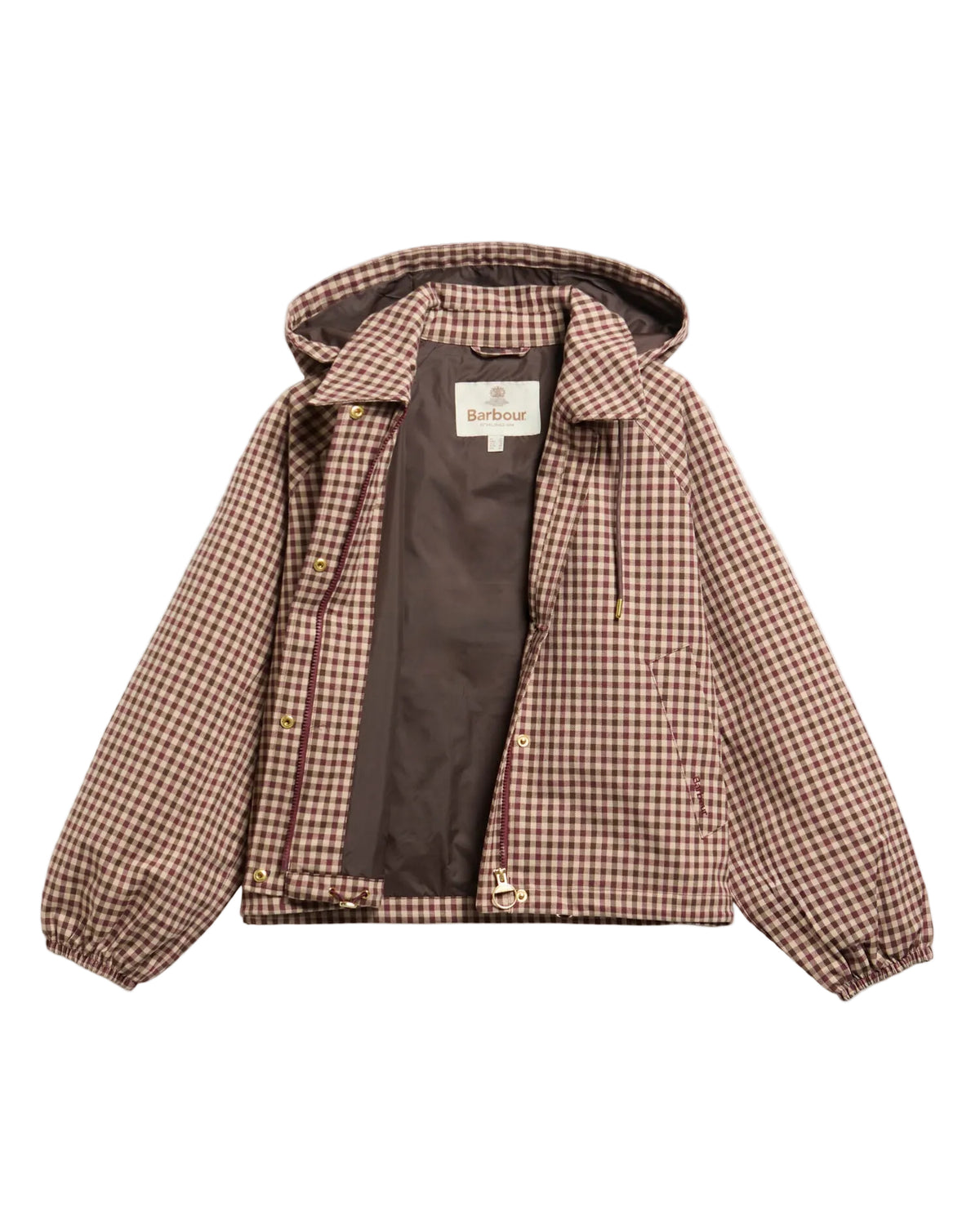 Ws Audrey Showerproof Jacket Cranberry/Brown Gingham