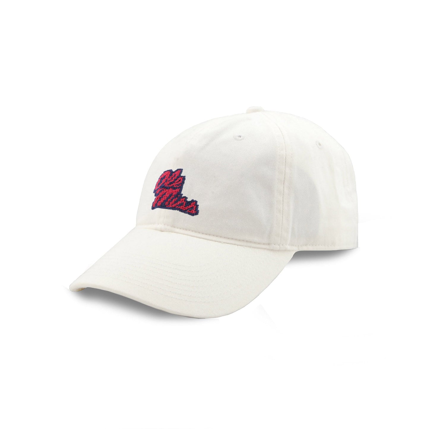 Ole Miss Needlepoint Hat White