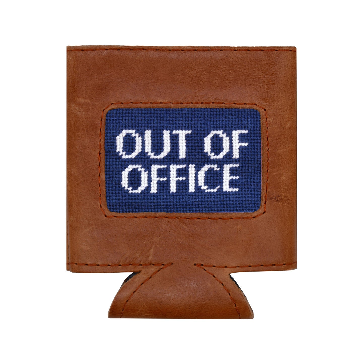 Out Of Office Memo Needlepoint Leather Koozie