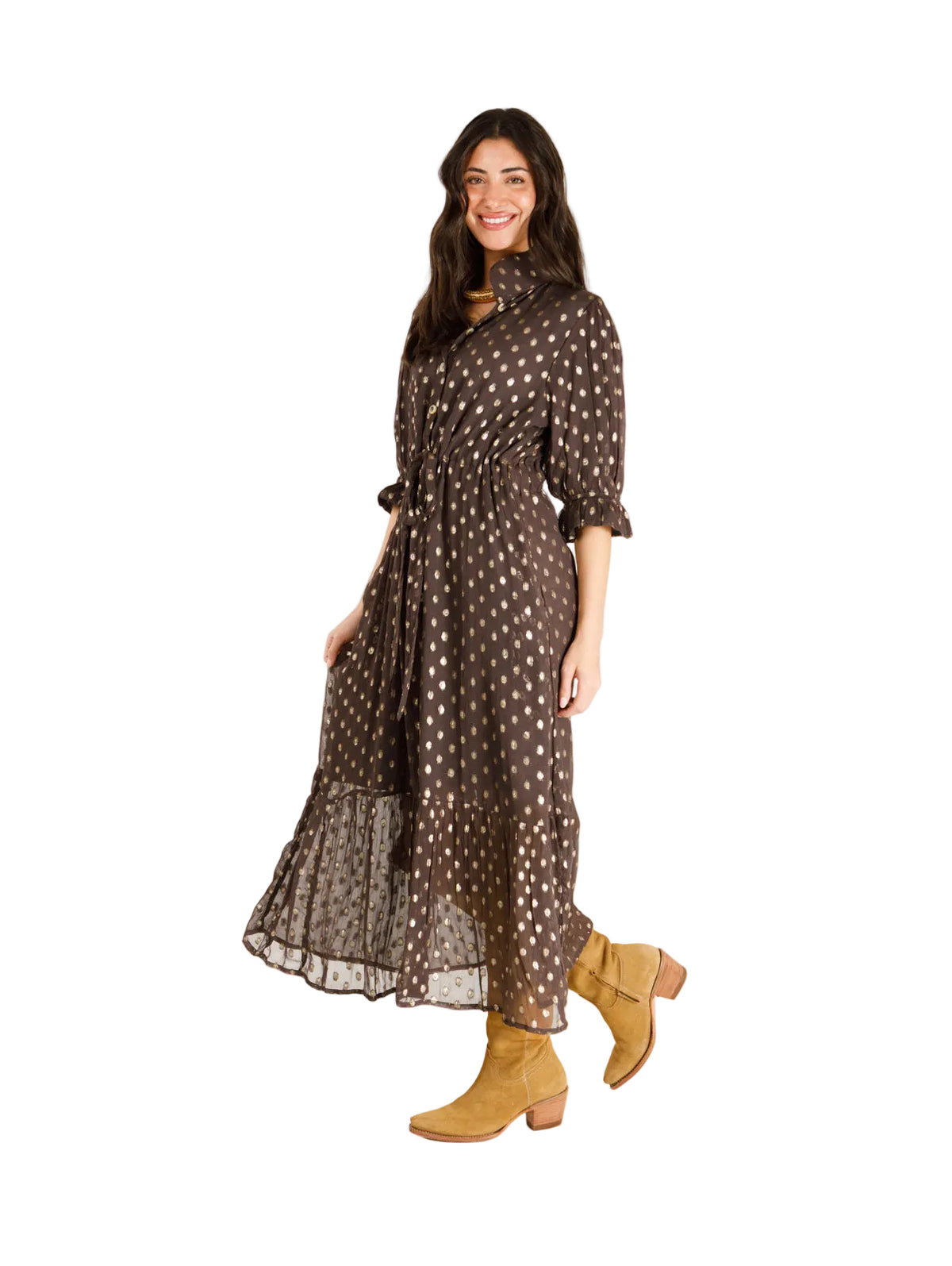 Ws Catherine Dress Chocolate Brown Lurex