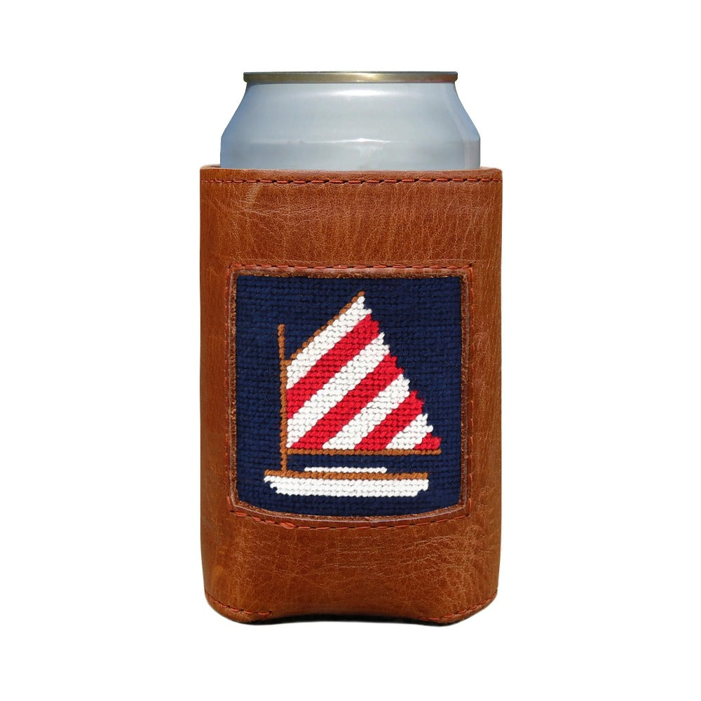 Rainbow Fleet (Dk Navy) Needlepoint Leather Koozie
