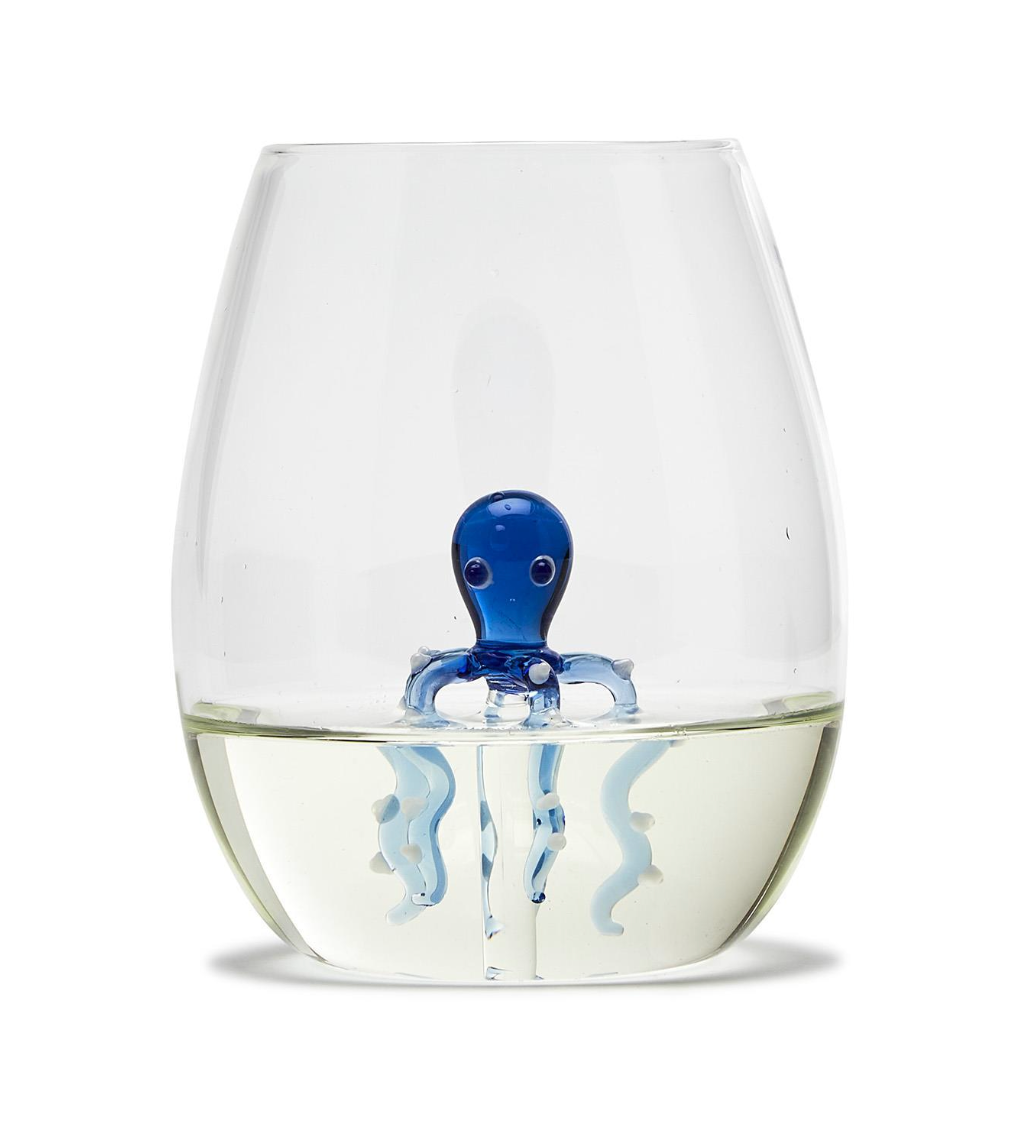 Octopus Icon Stemless Wine Glass