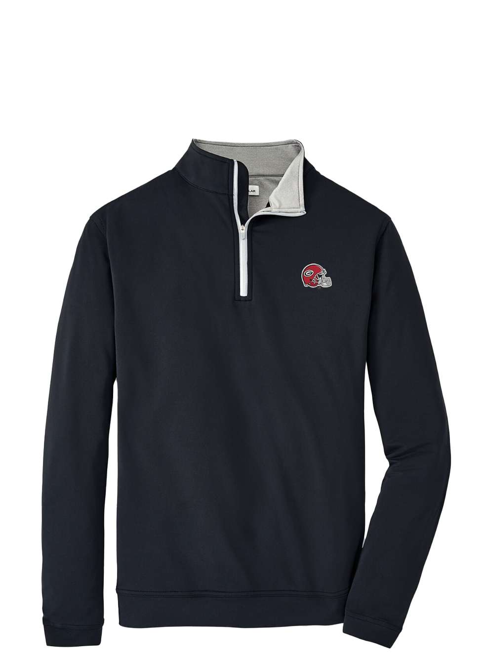 UGA Helmet Logo Perth Stretch Solid 1/4 Zip Black - Beau Outfitters