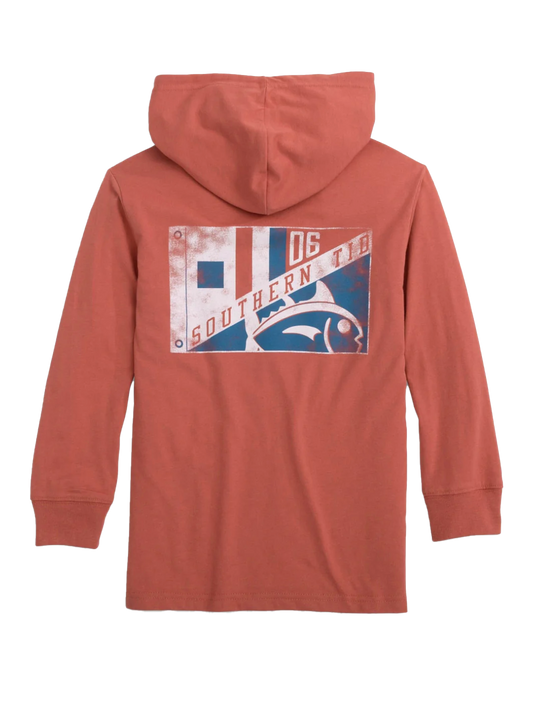 Youth ST Flag LS Hoodie T-Shirt Dusty Coral