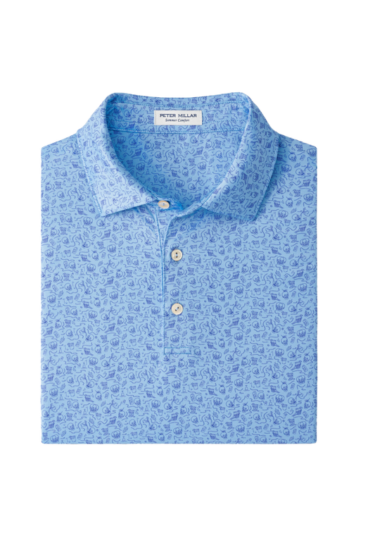 Double Transfused Perf Polo Cottage Blue