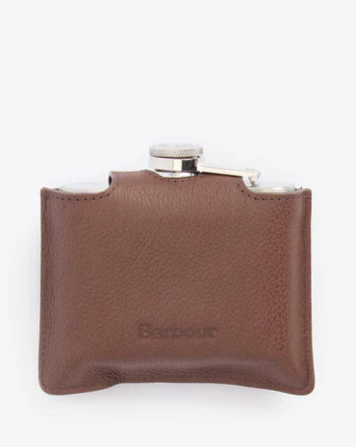 4oz Hinged Padbury Hip Flask Dark Brown Olive