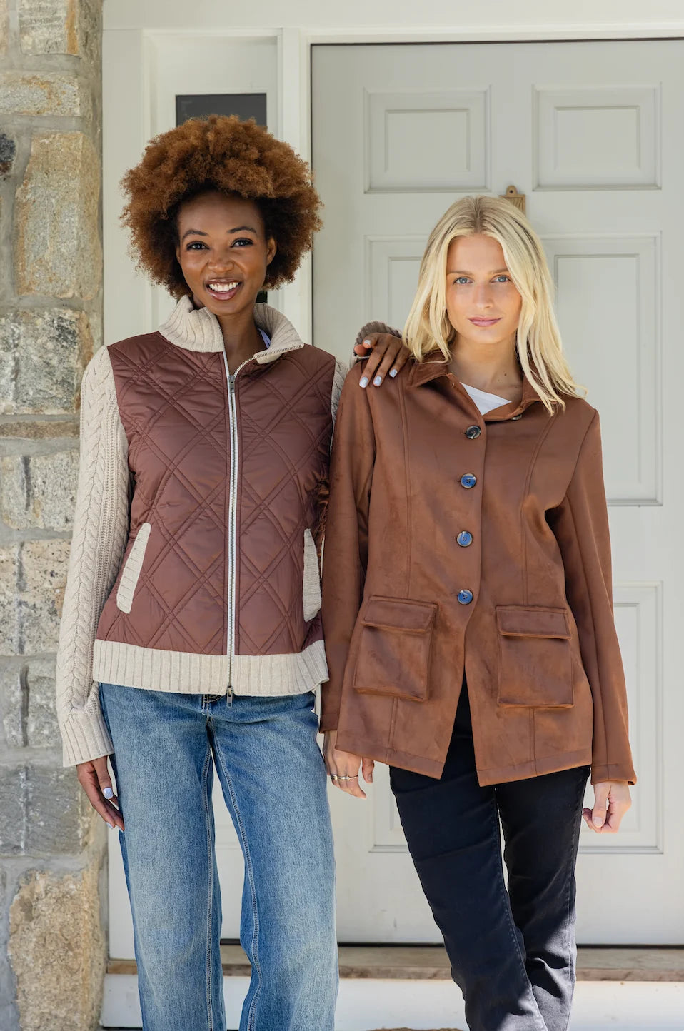 Ws Quilted Sweater Jacket Camel