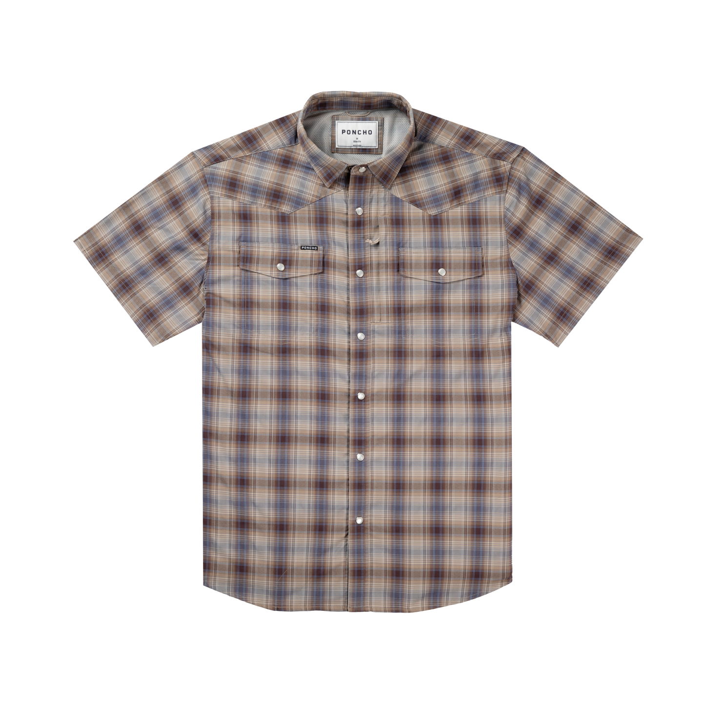 The Dalhart Western SS Shirt Reg Fit Brown/Blue Plaid