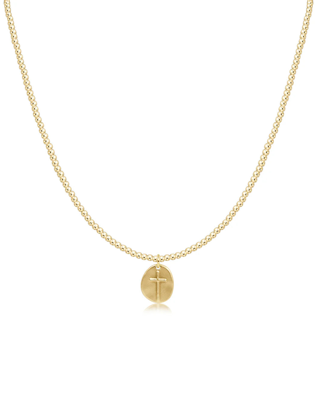 17" Choker Classic Gold 2mm Bead Inspire Small Gold Charm