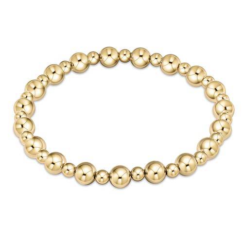 Extends Classic Grateful Pattern 6mm Bead Bracelet Gold