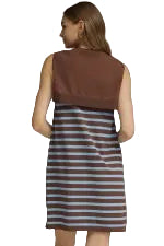 Ws Striped Sleeveless Knit Dress Chocolate