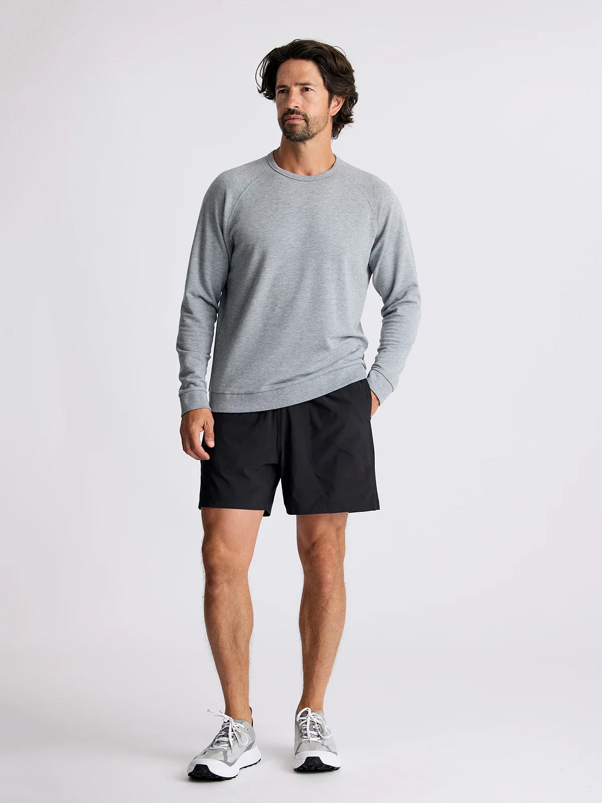 Men's Bamboo Lightweight Fleece Crew Heather Grey