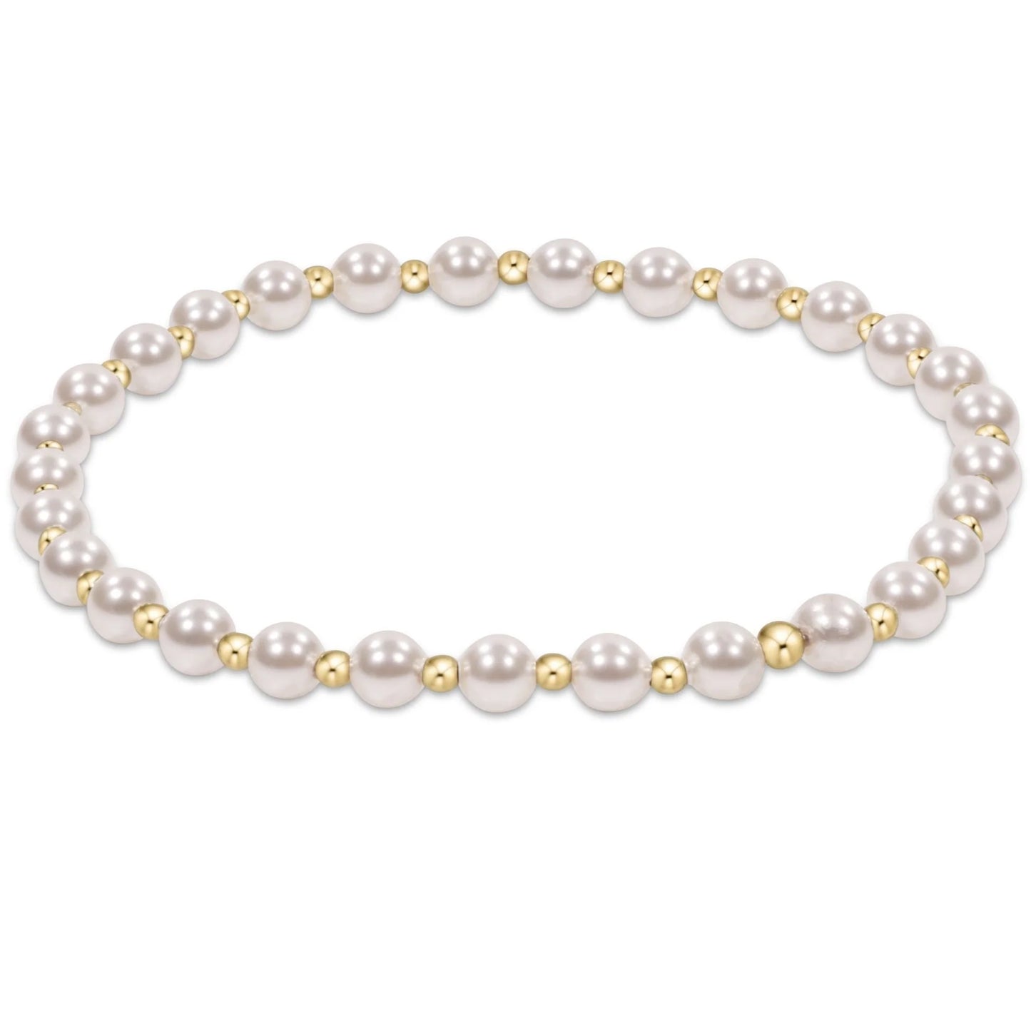 Extends Classic Grateful Pattern 4mm Bead Bracelet Pearl