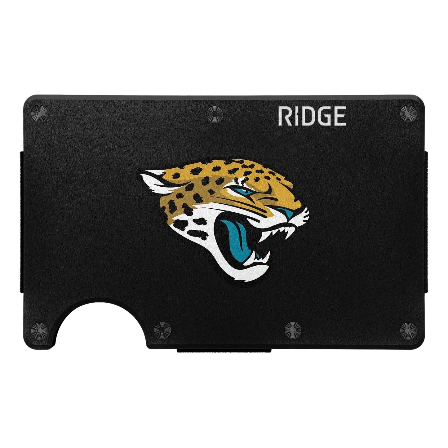 Black Ridge minimalist card wallet with Jacksonville Jaguars NFL logo on front