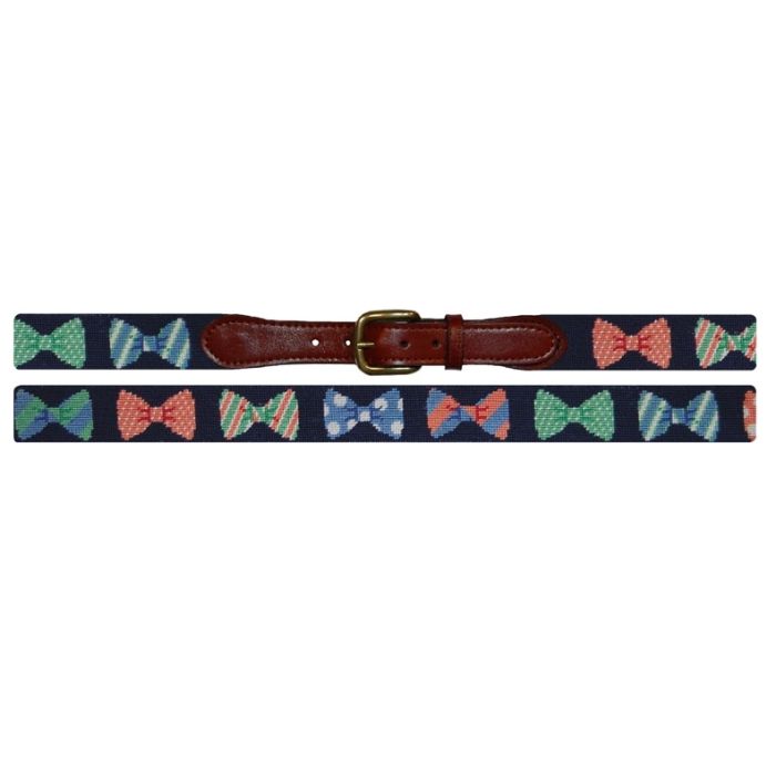 Bow Tie Needlepoint Belt Dk Navy