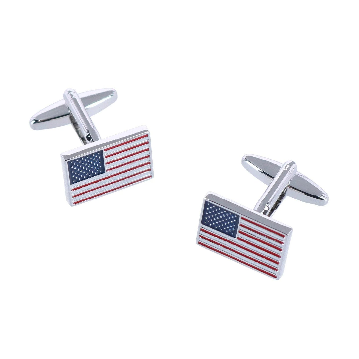 USA Pride Flag Novelty Cufflinks Rhodium