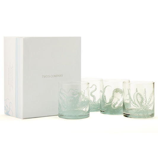 Octopus Double Old Fashion Glass Set/4