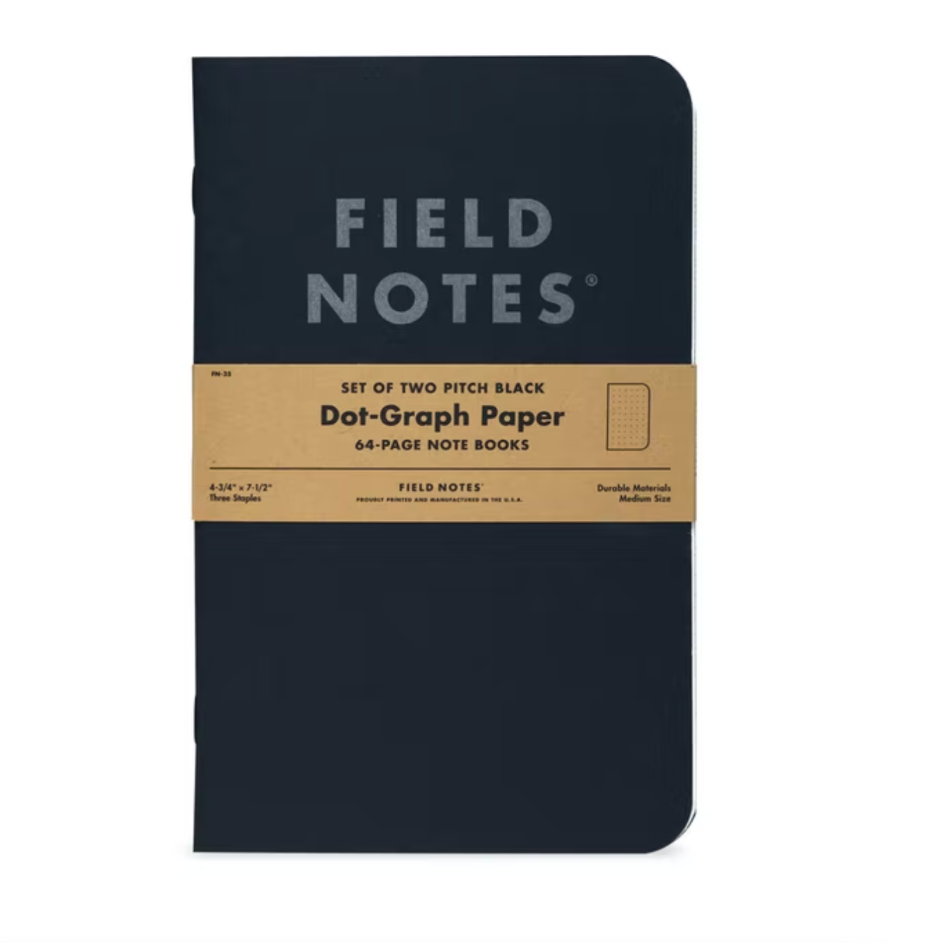 Field Notes Pitch Black Large Note Book 2pk Graph Paper