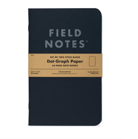Field Notes Pitch Black Large Note Book 2pk Graph Paper