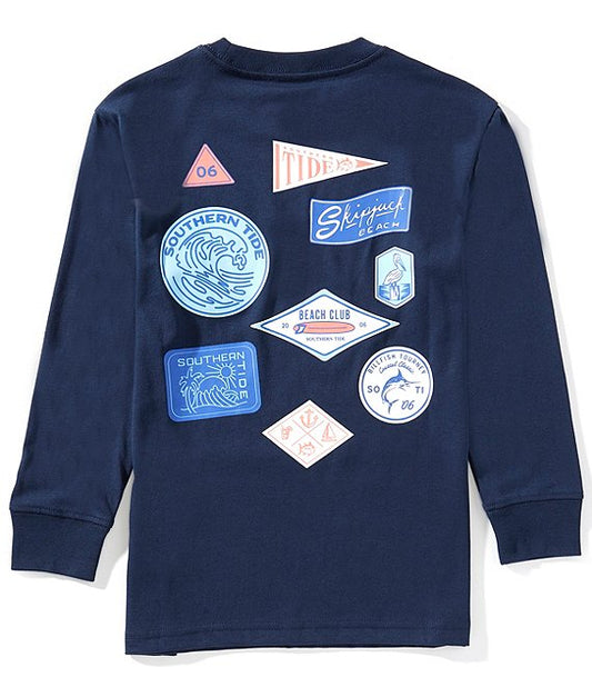 Youth ST Stickers LS T-Shirt Dress Blue