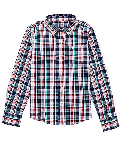 Youth Breakwater Plaid Sport Shirt Dress Blue