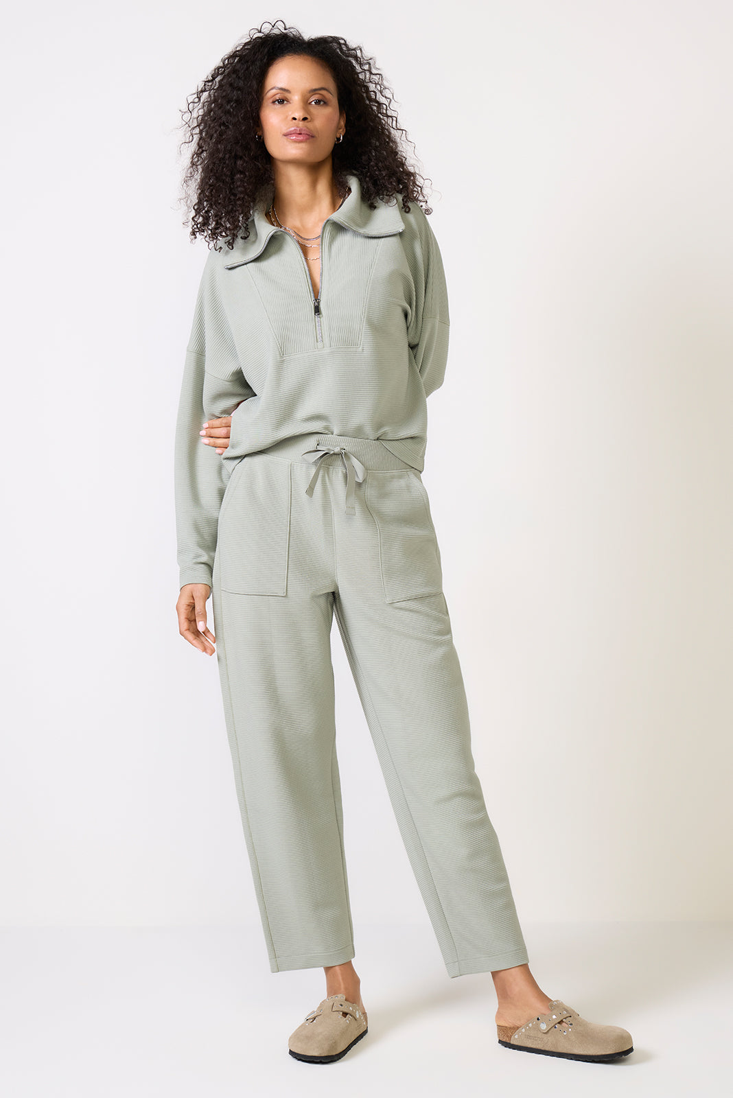 Ws AirEssentials French Rib Half Zip Sage Brush