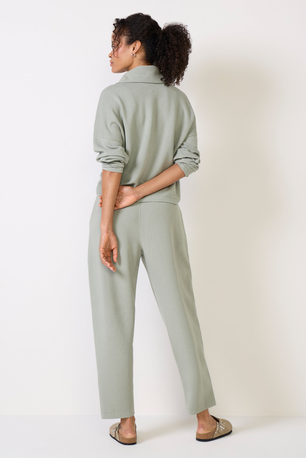 Ws AirEssentials French Rib Wide Leg Pant Sage Brush