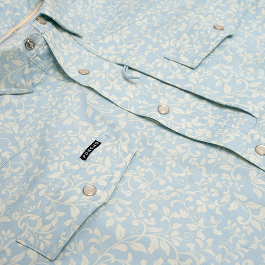 The Buckhorn Western LS Shirt Slim Fit Blue Flower