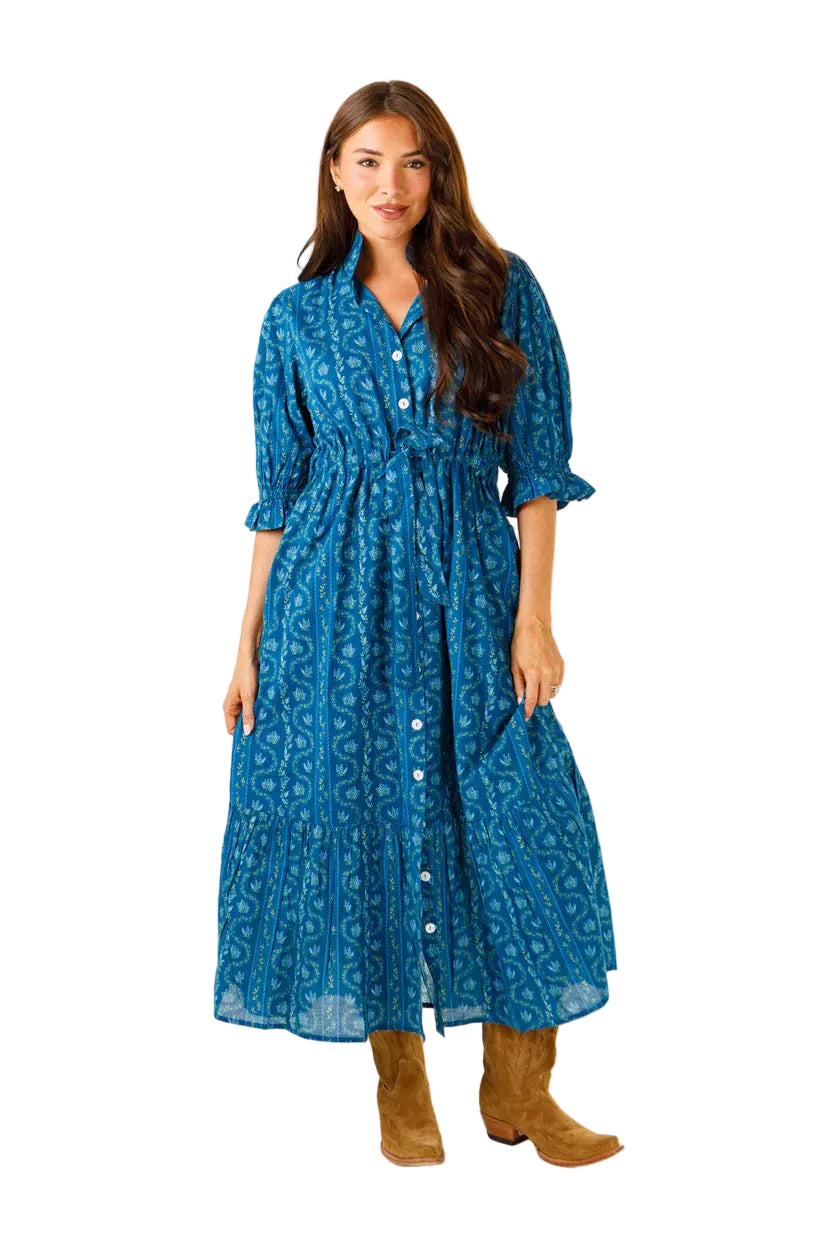 Ws Catherine Dress Texas Bluebonnet Stripe